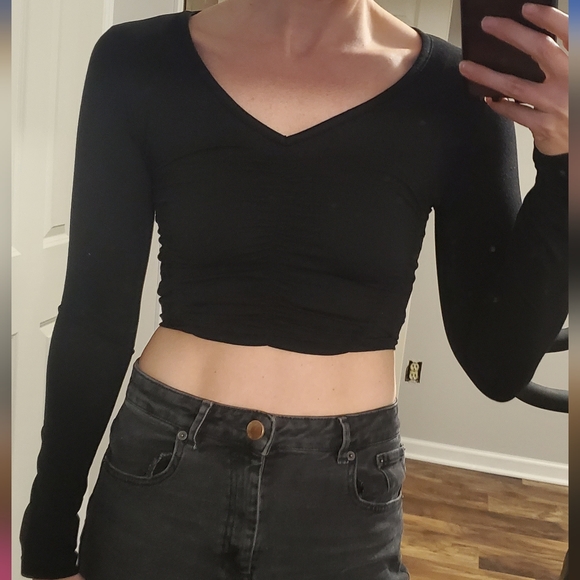 DAISY STREET SHEER FLORAL PRINT WRAP CROP TOP XS - Picture 4 of 4